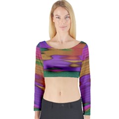 Puzzle Landscape In Beautiful Jigsaw Colors Long Sleeve Crop Top by pepitasart