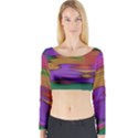 Puzzle Landscape In Beautiful Jigsaw Colors Long Sleeve Crop Top View1