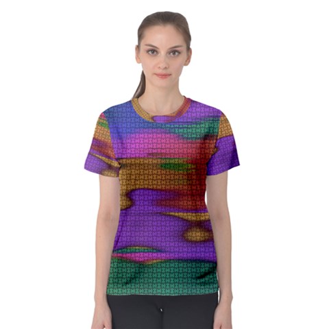 Puzzle Landscape In Beautiful Jigsaw Colors Women s Sport Mesh Tee by pepitasart