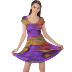 Puzzle Landscape In Beautiful Jigsaw Colors Cap Sleeve Dress by pepitasart