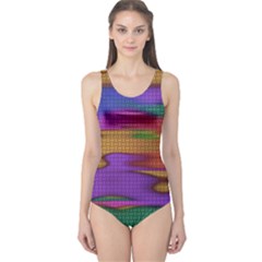 Puzzle Landscape In Beautiful Jigsaw Colors One Piece Swimsuit by pepitasart