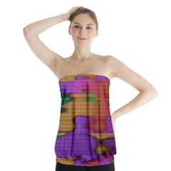 Puzzle Landscape In Beautiful Jigsaw Colors Strapless Top by pepitasart