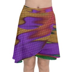 Puzzle Landscape In Beautiful Jigsaw Colors Chiffon Wrap Front Skirt by pepitasart