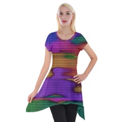 Puzzle Landscape In Beautiful Jigsaw Colors Short Sleeve Side Drop Tunic by pepitasart