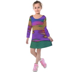 Puzzle Landscape In Beautiful Jigsaw Colors Kids  Long Sleeve Velvet Dress by pepitasart