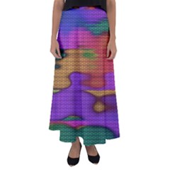 Puzzle Landscape In Beautiful Jigsaw Colors Flared Maxi Skirt by pepitasart