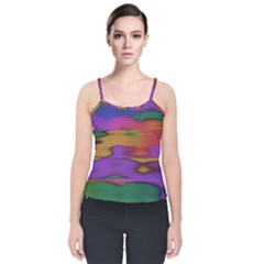 Puzzle Landscape In Beautiful Jigsaw Colors Velvet Spaghetti Strap Top by pepitasart