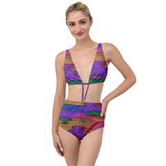 Puzzle Landscape In Beautiful Jigsaw Colors Tied Up Two Piece Swimsuit by pepitasart