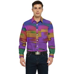 Puzzle Landscape In Beautiful Jigsaw Colors Men s Long Sleeve Pocket Shirt  by pepitasart