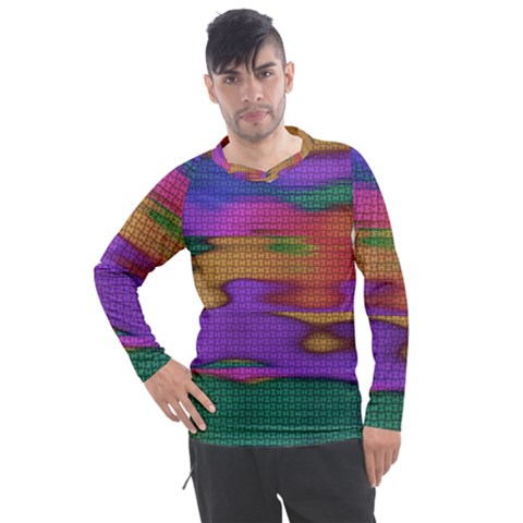 Puzzle Landscape In Beautiful Jigsaw Colors Men s Pique Long Sleeve Tee by pepitasart