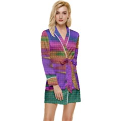 Puzzle Landscape In Beautiful Jigsaw Colors Long Sleeve Satin Robe