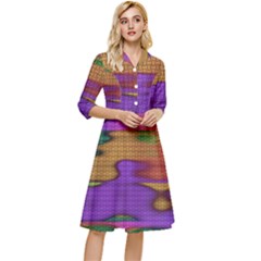 Puzzle Landscape In Beautiful Jigsaw Colors Classy Knee Length Dress