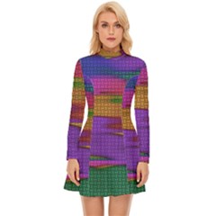 Puzzle Landscape In Beautiful Jigsaw Colors Long Sleeve Velour Longline Dress