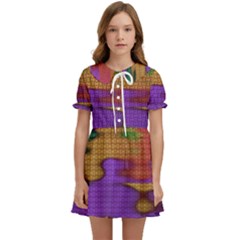 Puzzle Landscape In Beautiful Jigsaw Colors Kids  Sweet Collar Dress