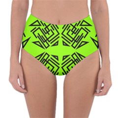 Abstract Pattern Geometric Backgrounds   Reversible High-waist Bikini Bottoms by Eskimos