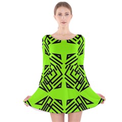 Abstract Pattern Geometric Backgrounds   Long Sleeve Velvet Skater Dress by Eskimos