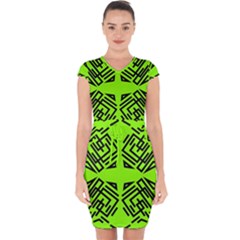 Abstract Pattern Geometric Backgrounds   Capsleeve Drawstring Dress  by Eskimos