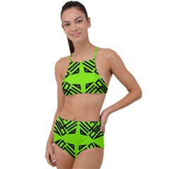 Abstract Pattern Geometric Backgrounds   High Waist Tankini Set by Eskimos