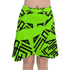 Abstract Pattern Geometric Backgrounds   Chiffon Wrap Front Skirt