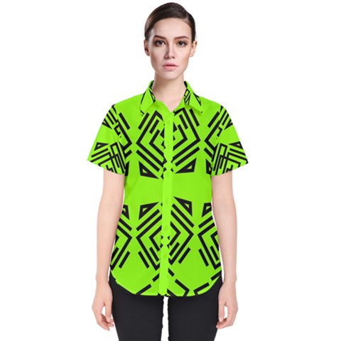 Abstract Pattern Geometric Backgrounds   Women s Short Sleeve Shirt by Eskimos