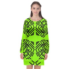 Abstract Pattern Geometric Backgrounds   Long Sleeve Chiffon Shift Dress  by Eskimos