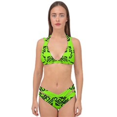 Abstract Pattern Geometric Backgrounds   Double Strap Halter Bikini Set by Eskimos