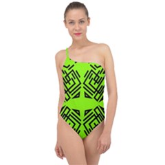 Abstract Pattern Geometric Backgrounds   Classic One Shoulder Swimsuit by Eskimos