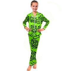 Abstract Pattern Geometric Backgrounds   Kid s Satin Long Sleeve Pajamas Set