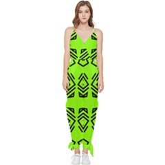 Abstract Pattern Geometric Backgrounds   Sleeveless Tie Ankle Chiffon Jumpsuit by Eskimos