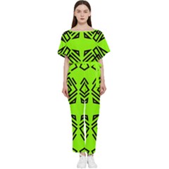 Abstract Pattern Geometric Backgrounds   Batwing Lightweight Chiffon Jumpsuit by Eskimos