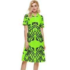 Abstract Pattern Geometric Backgrounds   Button Top Knee Length Dress