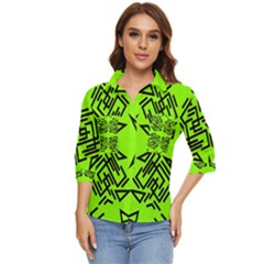 Abstract Pattern Geometric Backgrounds   Women s Quarter Sleeve Pocket Shirt