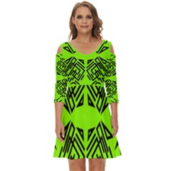 Abstract Pattern Geometric Backgrounds   Shoulder Cut Out Zip Up Dress by Eskimos