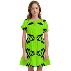 Abstract Pattern Geometric Backgrounds   Kids  Puff Sleeved Dress by Eskimos