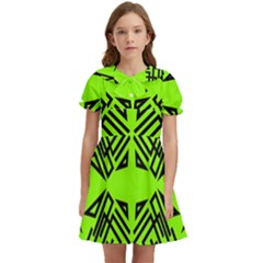 Abstract Pattern Geometric Backgrounds   Kids  Bow Tie Puff Sleeve Dress by Eskimos