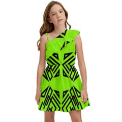 Abstract Pattern Geometric Backgrounds   Kids  One Shoulder Party Dress