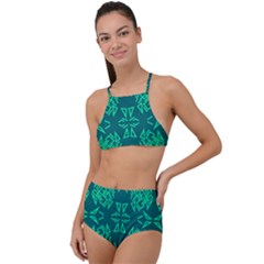 Abstract Pattern Geometric Backgrounds   High Waist Tankini Set by Eskimos