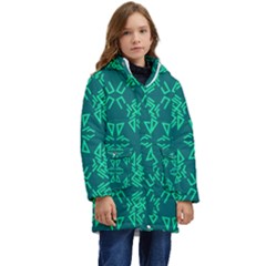 Abstract Pattern Geometric Backgrounds   Kid s Hooded Longline Puffer Jacket