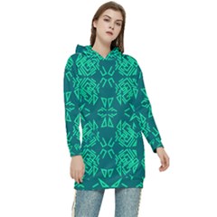 Abstract Pattern Geometric Backgrounds   Women s Long Oversized Pullover Hoodie