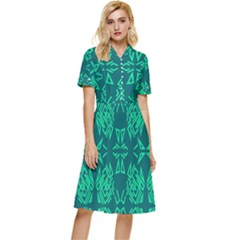 Abstract Pattern Geometric Backgrounds   Button Top Knee Length Dress