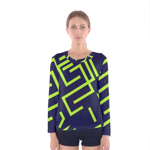 Abstract Pattern Geometric Backgrounds   Women s Long Sleeve Tee by Eskimos