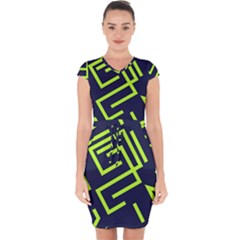 Abstract Pattern Geometric Backgrounds   Capsleeve Drawstring Dress  by Eskimos