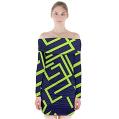 Abstract Pattern Geometric Backgrounds   Long Sleeve Off Shoulder Dress by Eskimos