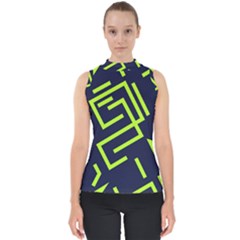 Abstract Pattern Geometric Backgrounds   Mock Neck Shell Top by Eskimos