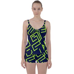 Abstract Pattern Geometric Backgrounds   Tie Front Two Piece Tankini by Eskimos