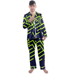 Abstract Pattern Geometric Backgrounds   Men s Long Sleeve Satin Pajamas Set by Eskimos