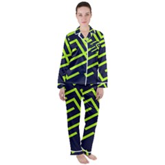 Abstract Pattern Geometric Backgrounds   Satin Long Sleeve Pajamas Set by Eskimos