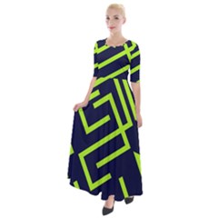 Abstract Pattern Geometric Backgrounds   Half Sleeves Maxi Dress