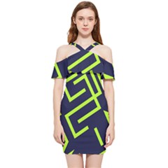 Abstract Pattern Geometric Backgrounds   Shoulder Frill Bodycon Summer Dress by Eskimos