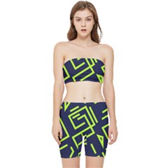 Abstract Pattern Geometric Backgrounds   Stretch Shorts And Tube Top Set by Eskimos